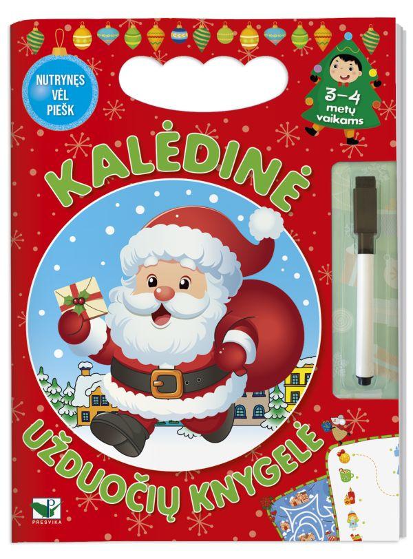 Kalėdinė užduočių knygelė 3–4 metų vaikams. Nutrynęs vėl piešk