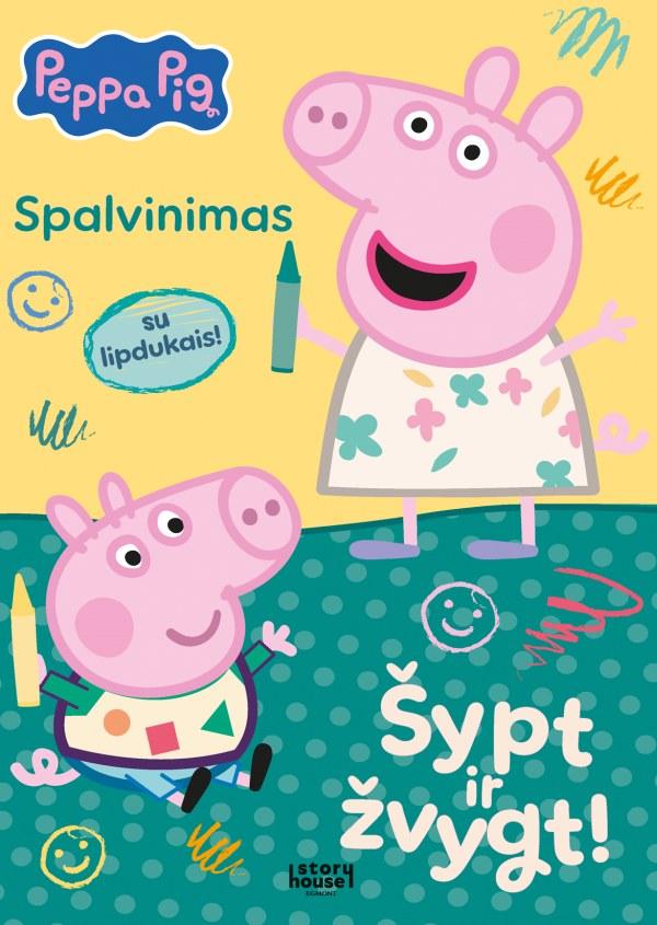 Kiaulytė Pepa. Šypt ir žvygt! Spalvinimas su lipdukais