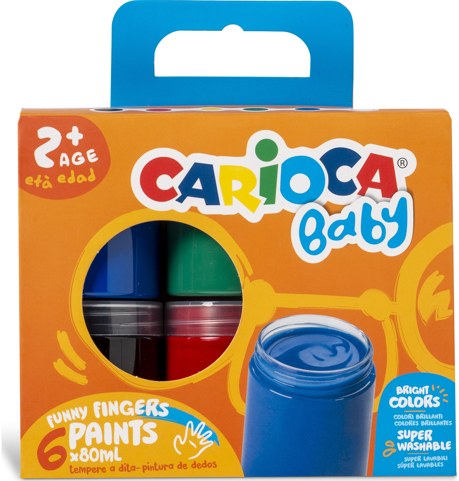 Dažai CARIOCA BABY piešimui pirštais, Jumbo, 6x80 ml