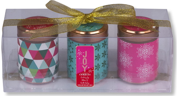 Žvakių skardinėse rinkinys JOY, 3 vnt.