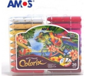Šilkinės kreidelės AMOS COLORIX 3in1, 36 spalvos