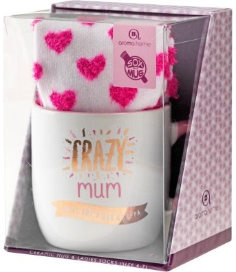 Dovanų rinkinys CRAZY MUM (puodelis+kojinės)