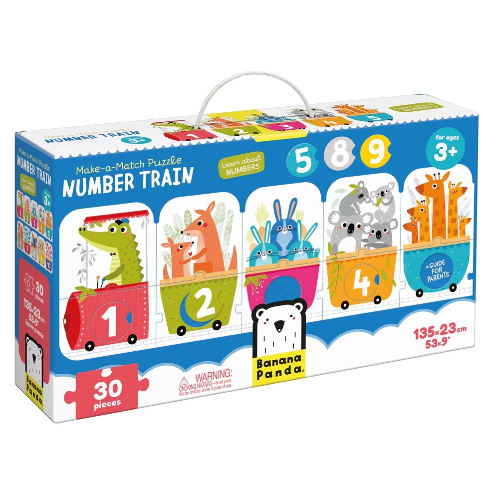 Lavinamoji dėlionė BANANAPANDA Make-a-Match Puzzle Number Train 3+
