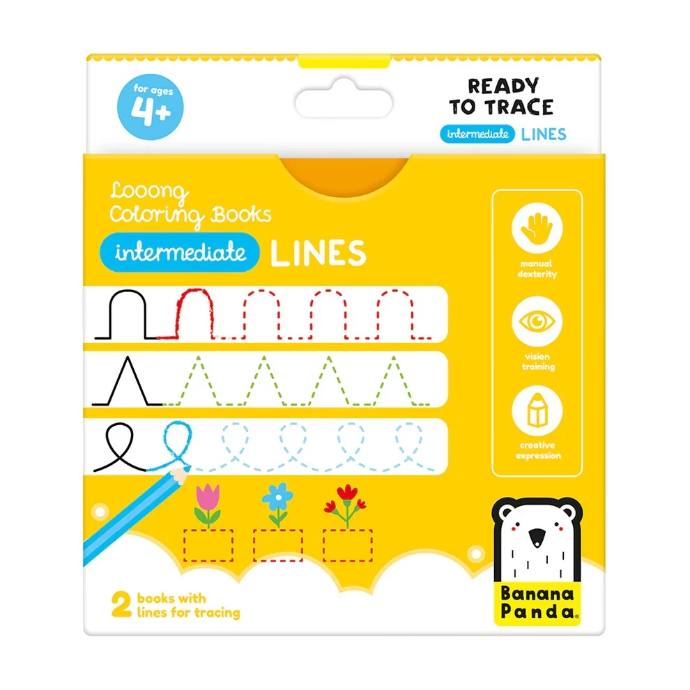 Spalvinimo kortelės Looong Coloring Books: Ready to Trace Intermediate Lines 4+