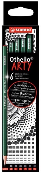 Grafito pieštukas Stabilo Othello 282 Arty, 2H/H/F/HB/B/2B, pilka sp., 6 vnt.