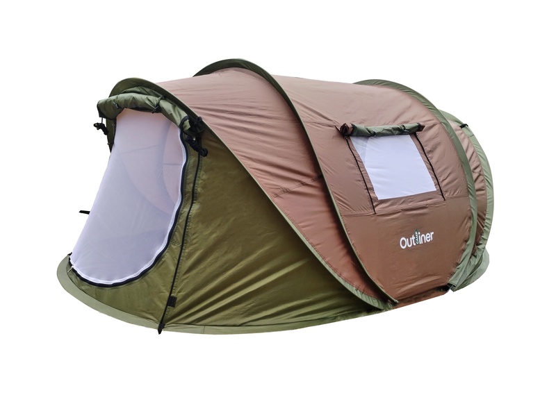 Trivietė palapinė Outliner POP-UP, ruda sp., 240 cm x 200 cm x 120 cm