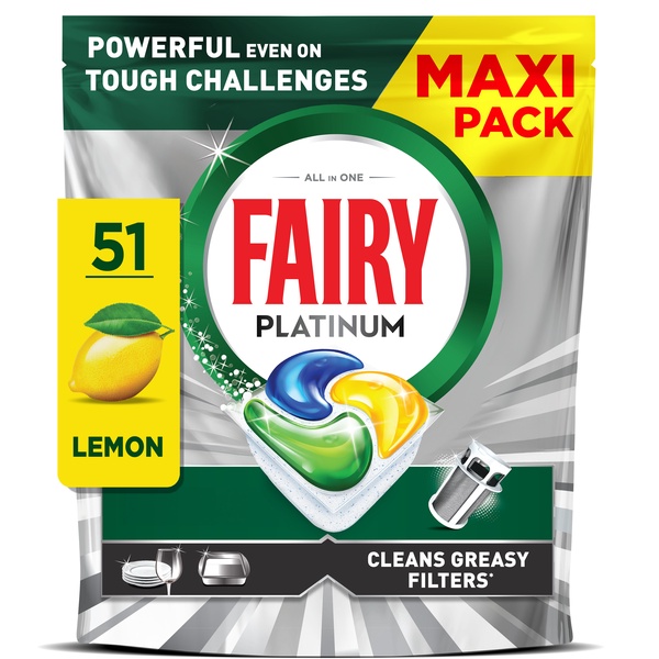 Indaplovių kapsulės Fairy Platinum All in One’i Lemon, 51 vnt.