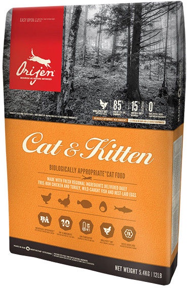 Sausas kačių maistas Orijen Cat&Kitten, žuvis/vištiena/kalakutiena, 5.4 kg