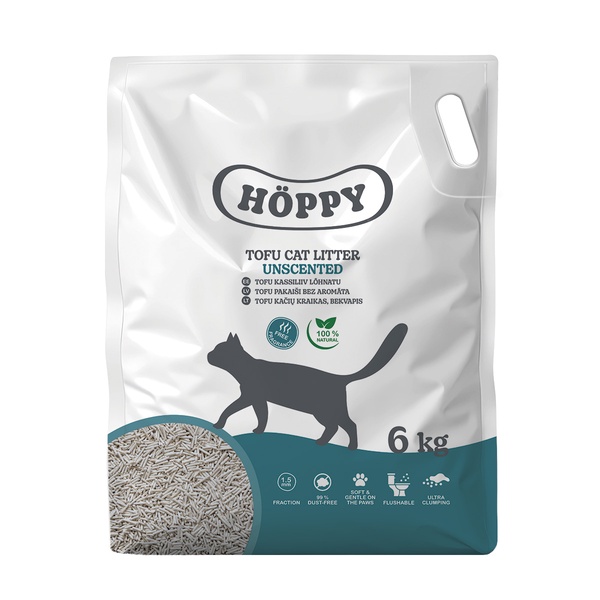 Kačių kraikas Höppy Tofu, organinis (sušokantis), 6 kg, 13.8 l