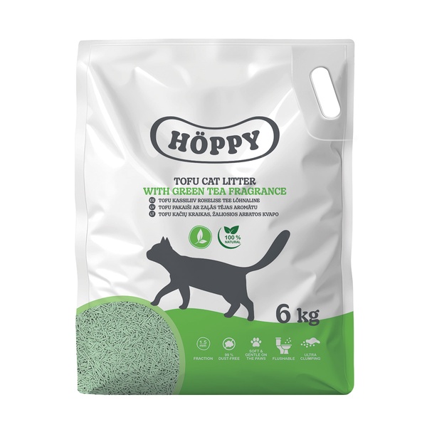 Kačių kraikas Höppy Tofu, organinis (sušokantis), 6 kg, 13.8 l