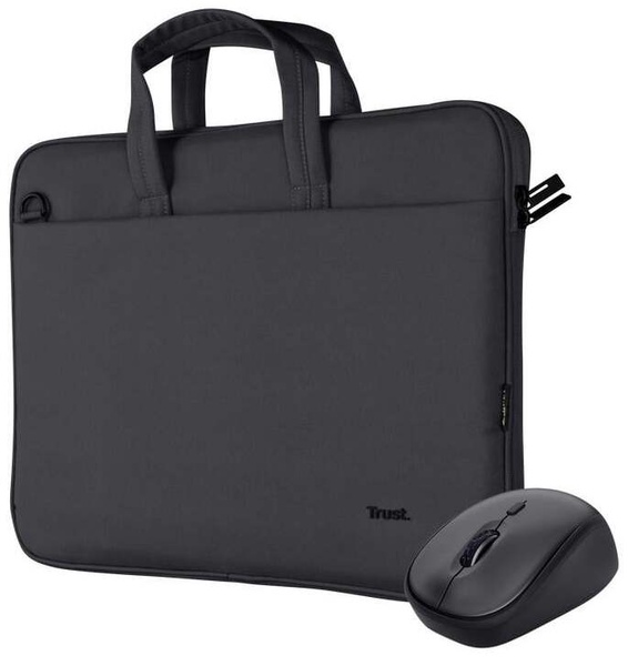 Nešiojamų kompiuterių krepšys Trust Nb Case Bologna + Mouse Set 24988, juoda sp., 16"