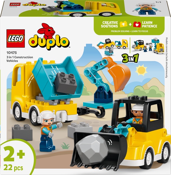 Konstruktorius LEGO® DUPLO® Town „3 in 1“ statybinės transporto priemonės 10475, 22vnt.