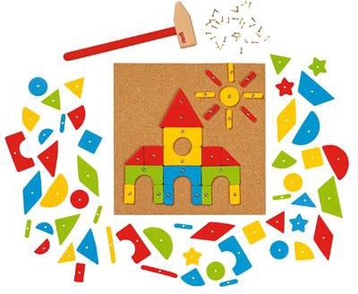 Lavinimo žaislas Goki Hammer & Nail Set, įvairių spalvų, 118 vnt.