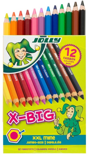 Spalvoti pieštukai Jolly X-BIG, 12 vnt.