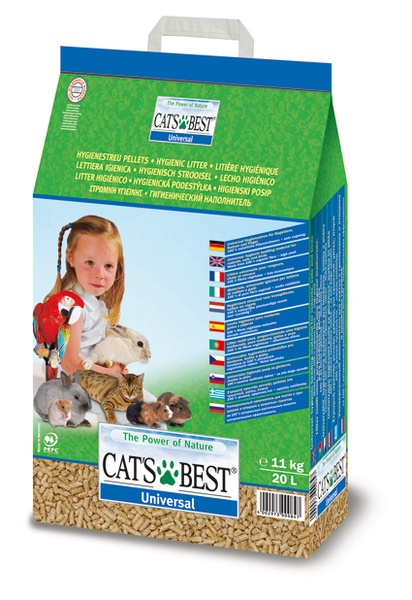 Kačių kraikas Cat's Best Universal, medienos drožlių (nesušokantis), 11 kg, 20 l