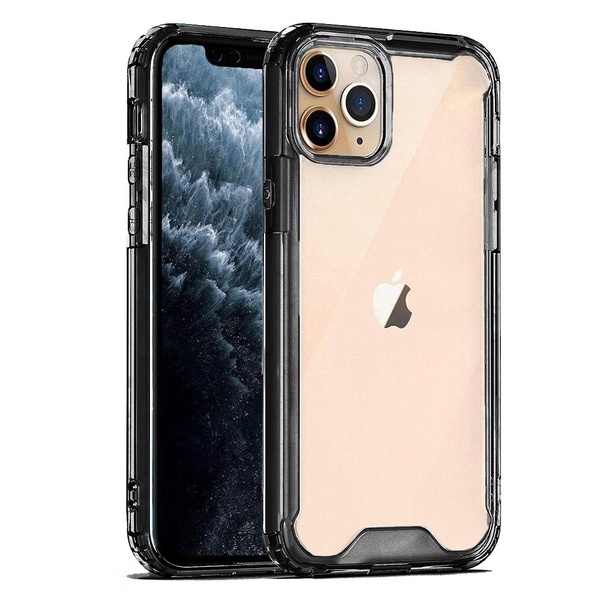 Telefono dėklas Mocco Acrylic Air For Apple iPhone 11, Apple iPhone 11 Pro, skaidri sp./juoda sp.
