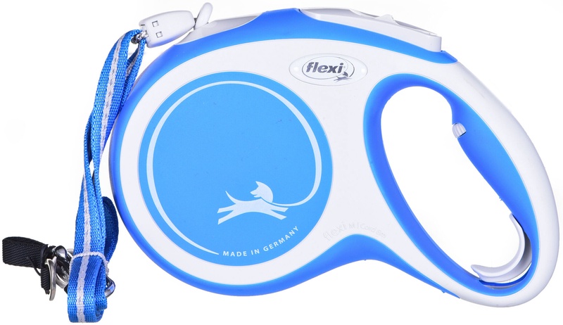 Automatinis pavadėlis Flexi New Comfort Cord, mėlyna sp./balta sp., M 8m