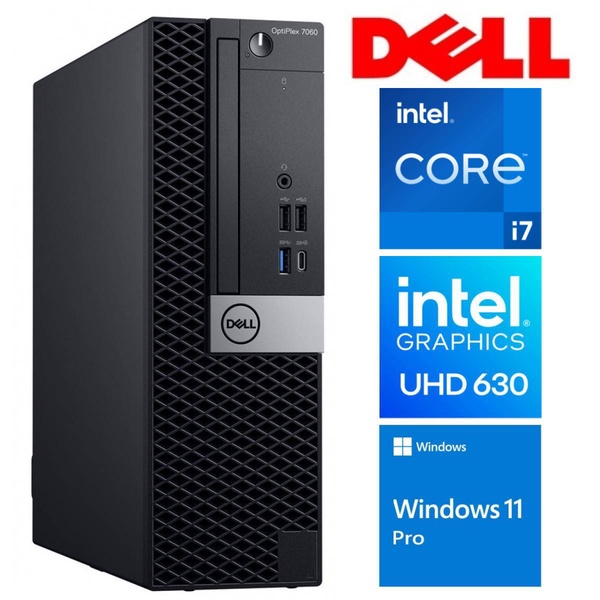 Stacionarus kompiuteris Dell Optiplex 7060 SFF, atnaujintas Intel Core i7 - 8700, DDR4 32 GB, SSD 1 TB, Intel UHD Graphics 630 Dynamic, Windows 11 Pro