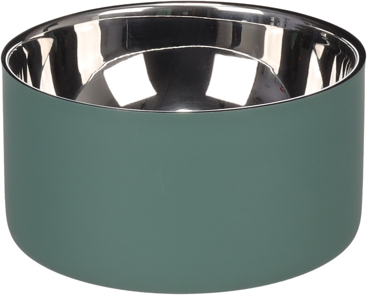 Dubenėlis gyvūnui Flamingo Xara, 0.7 l, 15 cm x 15 cm x 7.4 cm, sidabro sp./žalia sp.