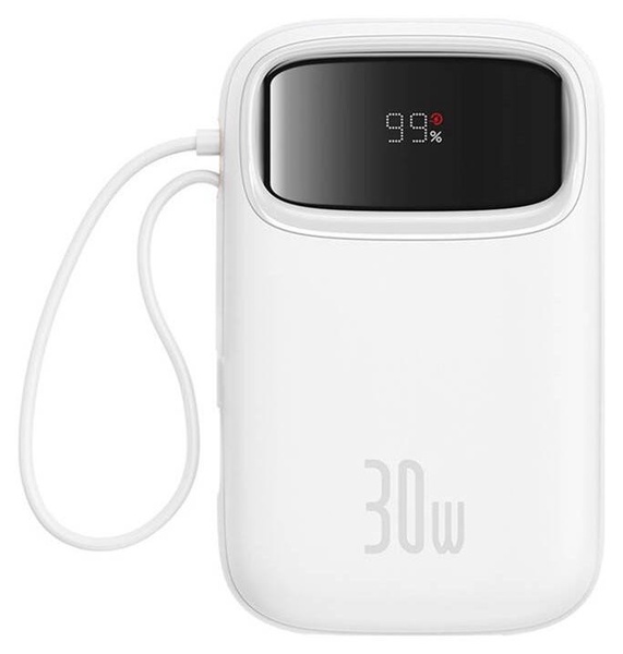 Nešiojamas įkroviklis (Power bank) Baseus QPow 2, 10000 mAh, 30 W, balta sp.
