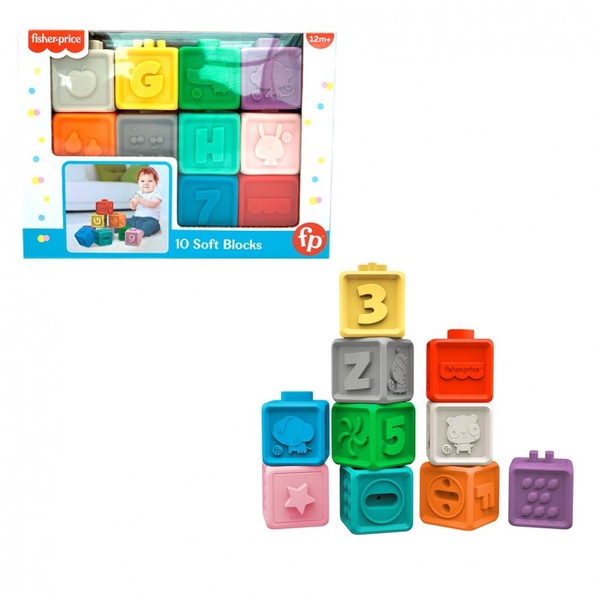 Kaladėlės Fisher Price Soft, įvairių spalvų, 10 vnt.