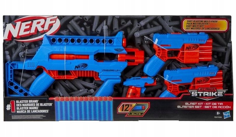 Žaislinių ginklų rinkinys Hasbro Nerf Alpha Strike F2699 Mėlyna sp./Raudona sp.