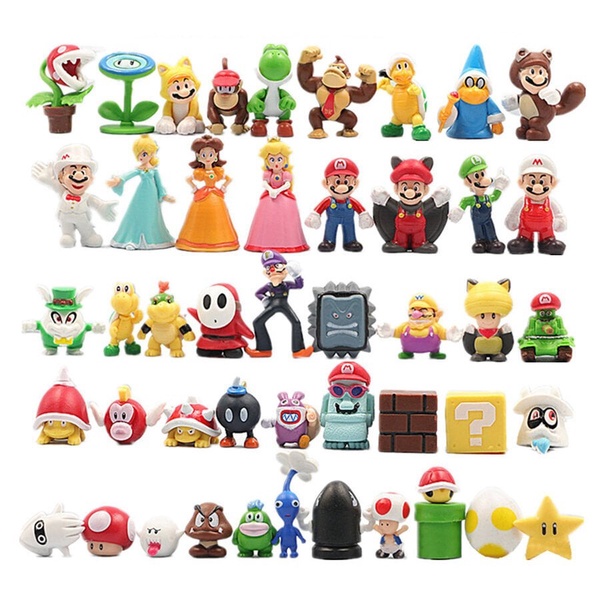 Figūrėlių rinkinys Super Mario, 48 vnt., įvairių spalvų