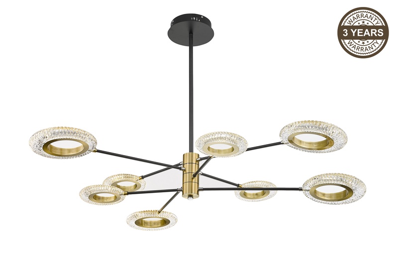 Šviestuvas kabinamas Domoletti Crystal A2333-8, LED, 3000 °K, 8 x 7.5 W, juoda sp.
