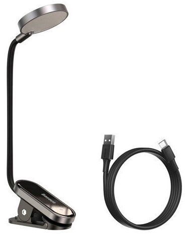 Stalinis šviestuvas su gnybtu Baseus Mini Reading Lamp, LED, 3W, sidabro sp./juoda sp.