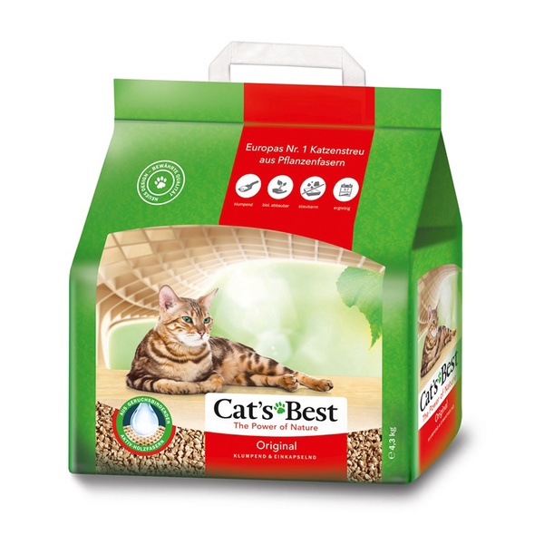 Kačių kraikas Cat's Best Original, medienos drožlių (sušokantis), 4.3 kg, 10 l