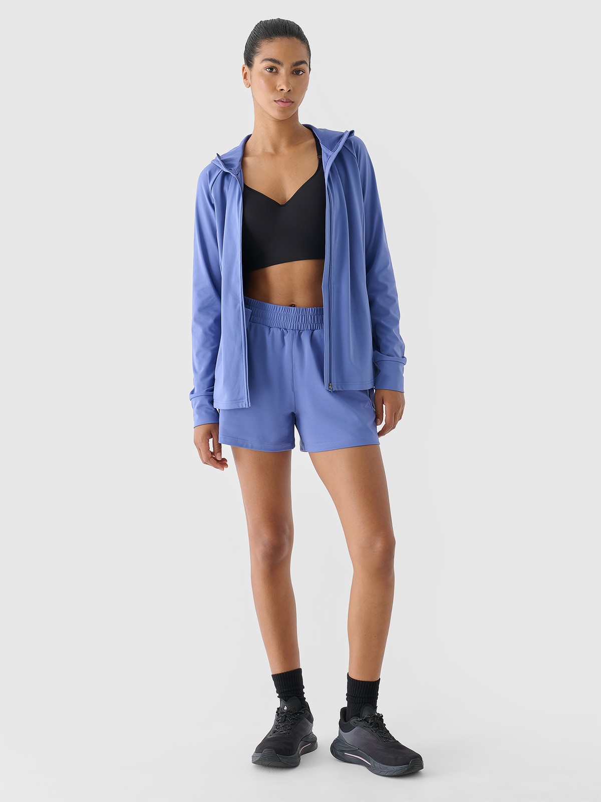 Moteriški orui pralaidūs treniruočių šortai - tamsiai mėlyni