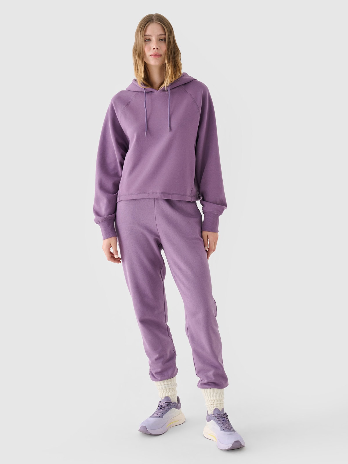 Moteriškos sportinės jogger kelnės - violetinės