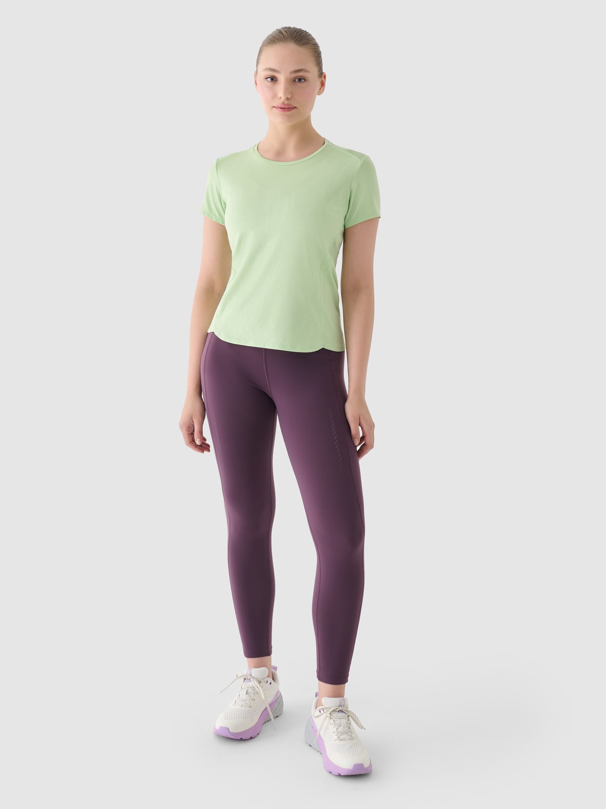 Moteriškos bėgimo tamprės su aukštu liemeniu - violetiniai