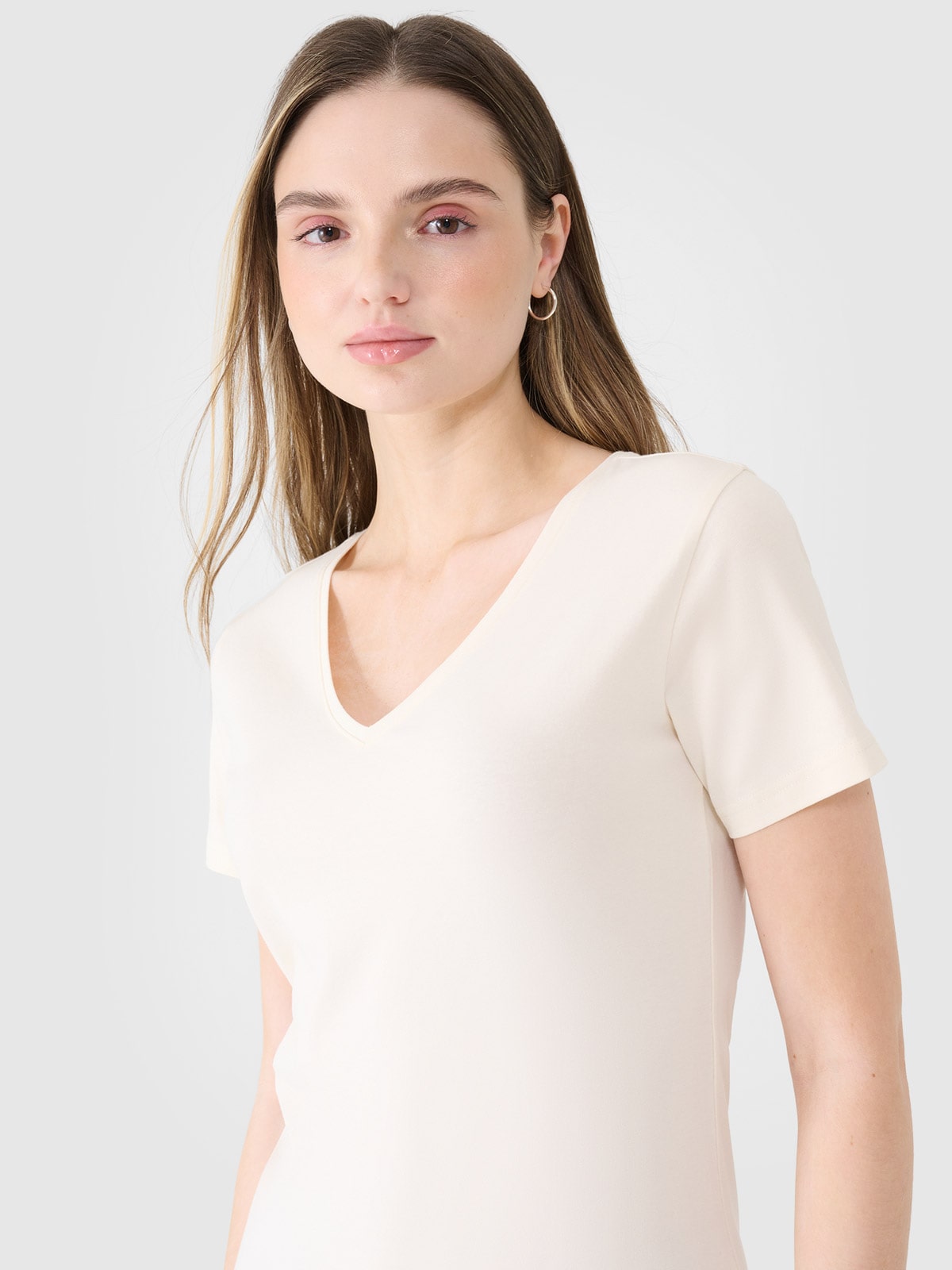 Moteriški T-shirt slim lygus marškinėliai - balti