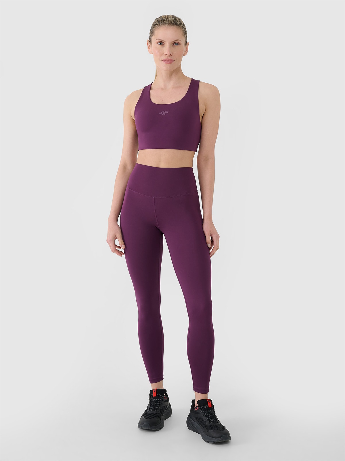 Moteriškos treniruočių tamprės su aukštu liemeniu - violetinės