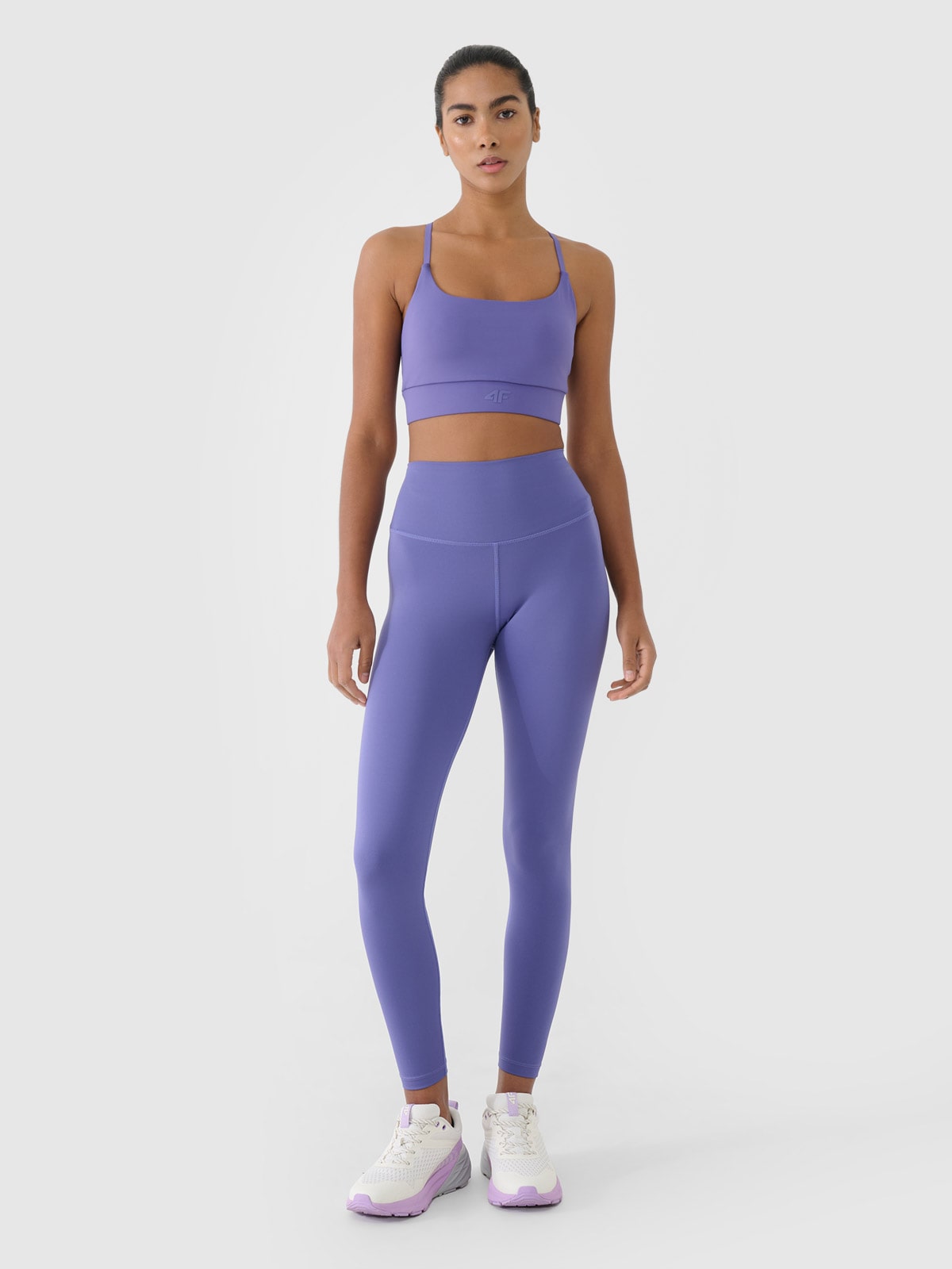 Moteriškos treniruočių tamprės su aukštu liemeniu - tamsiai mėlynos