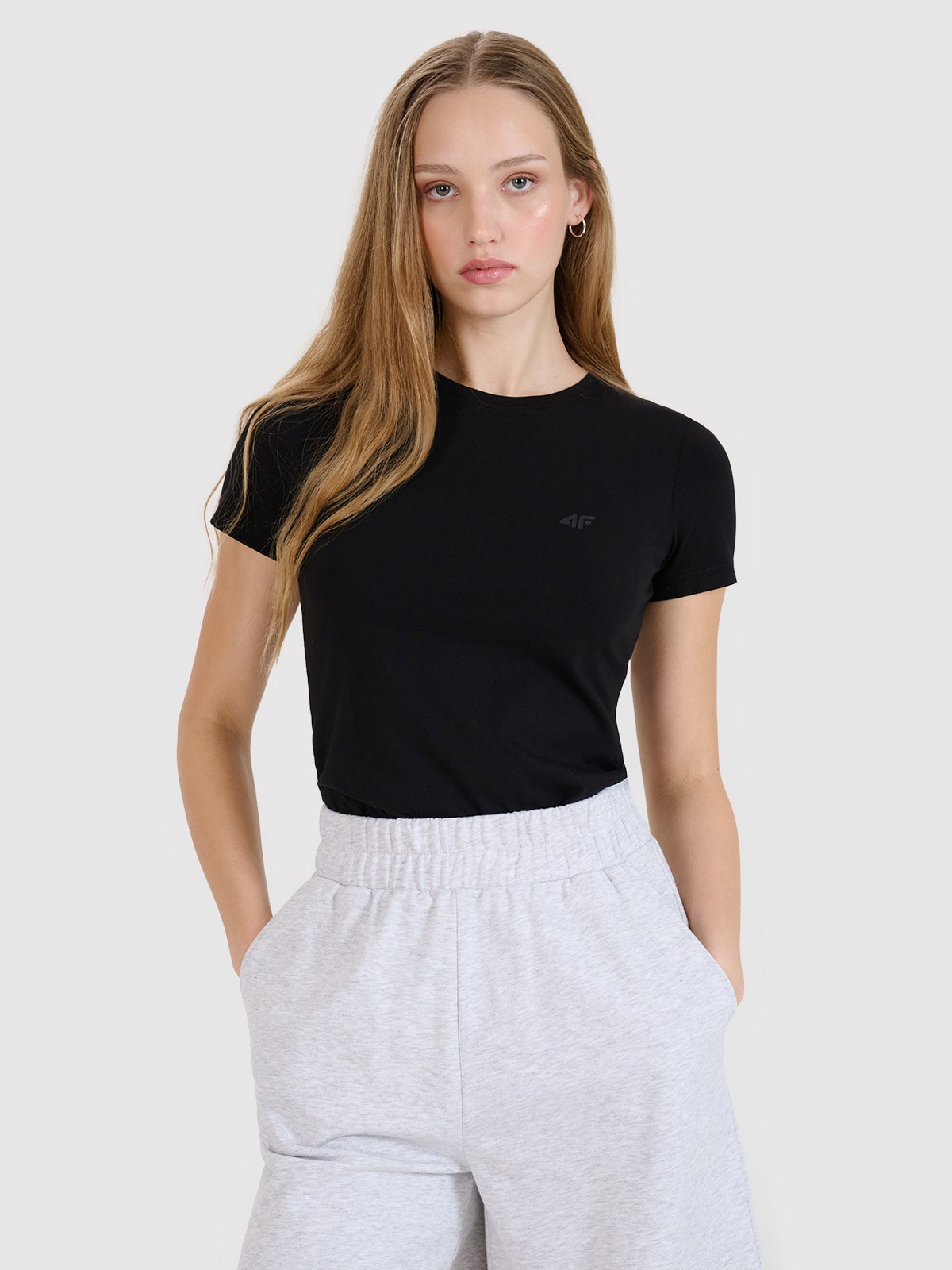 Moteriški T-shirt slim lygus marškinėliai (2-pack) - juodi