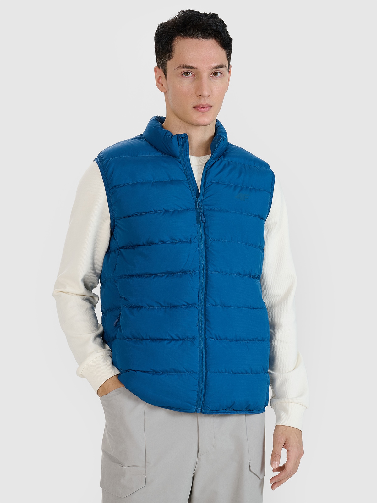 Vyriška berankovė striukė su natūralių pūkų kamšalu - mėlyna