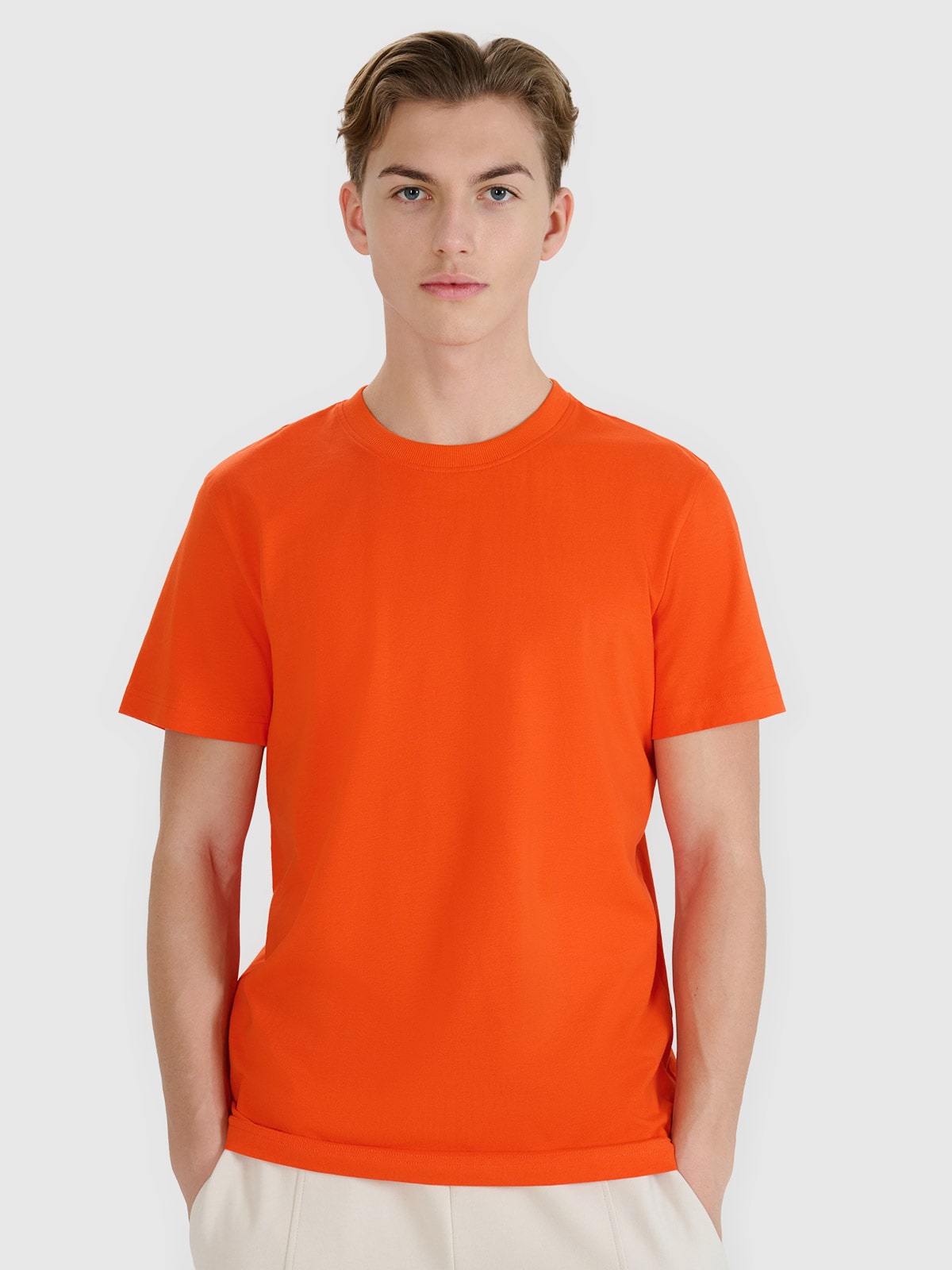 Vyriški T-shirt regular marškinėliai su grafika - oranžiniai