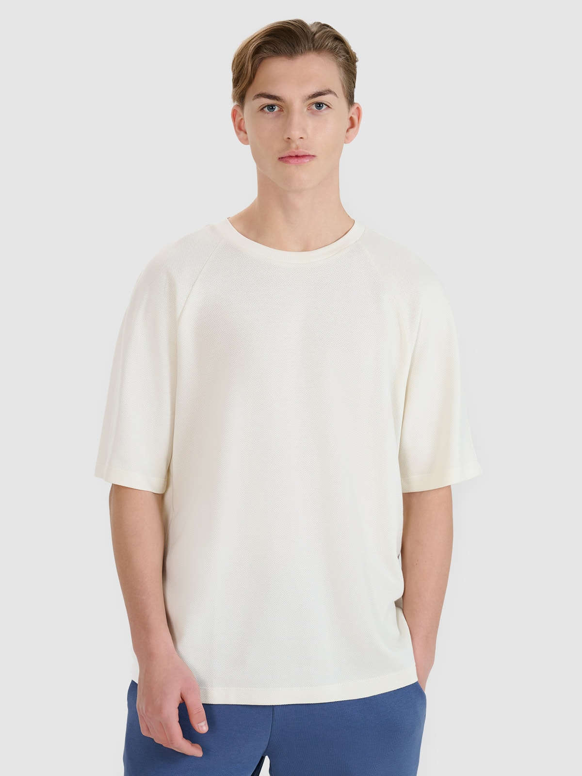 Vyriški T-shirt oversize marškinėliai su modaliu - balti