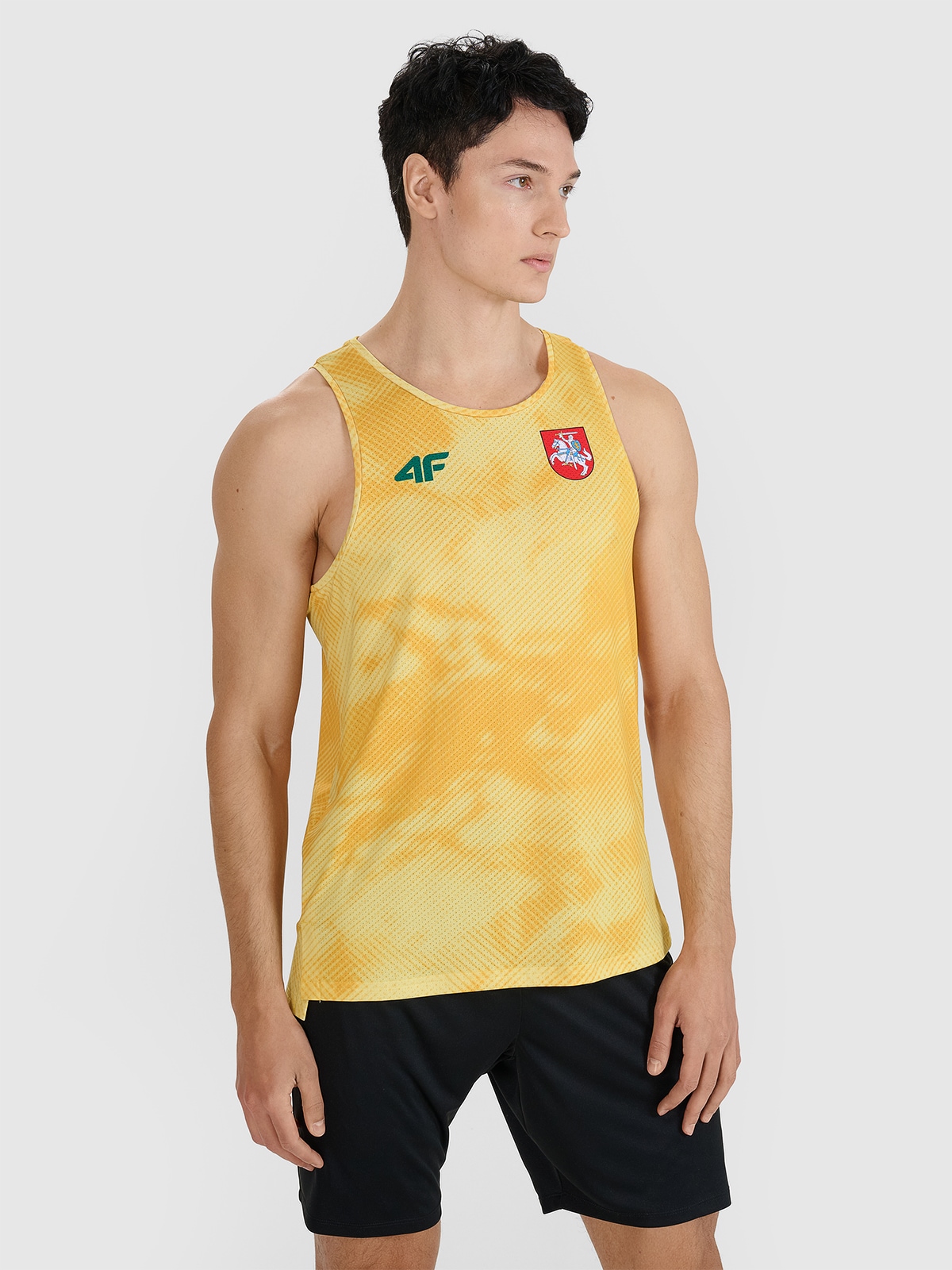 Vyriški Top regular greitai džiūstantys treniruočių marškinėliai 4F x LLAF- geltoni