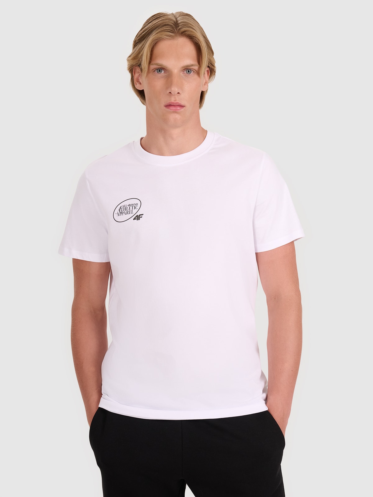 Vyriški T-shirt regular marškinėliai su spauda - balti