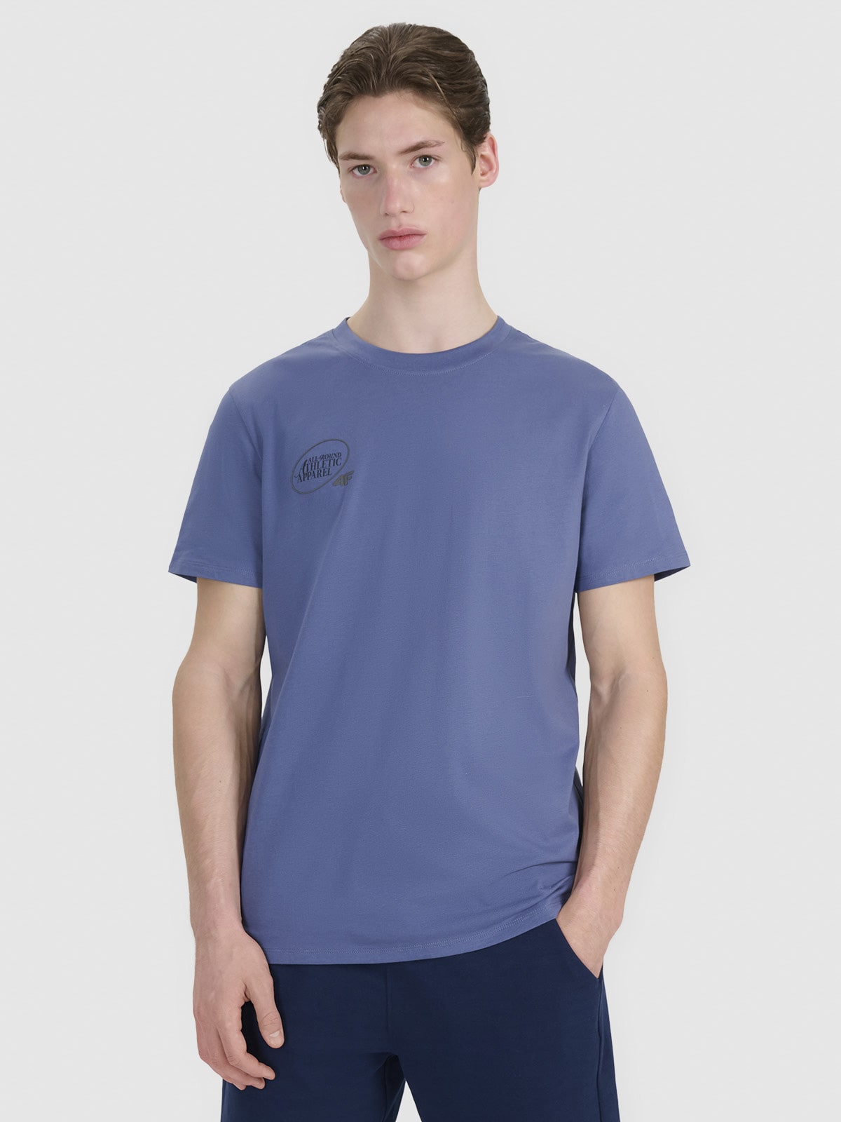 Vyriški T-shirt regular marškinėliai su spauda - tamsiai mėlynos spalvos