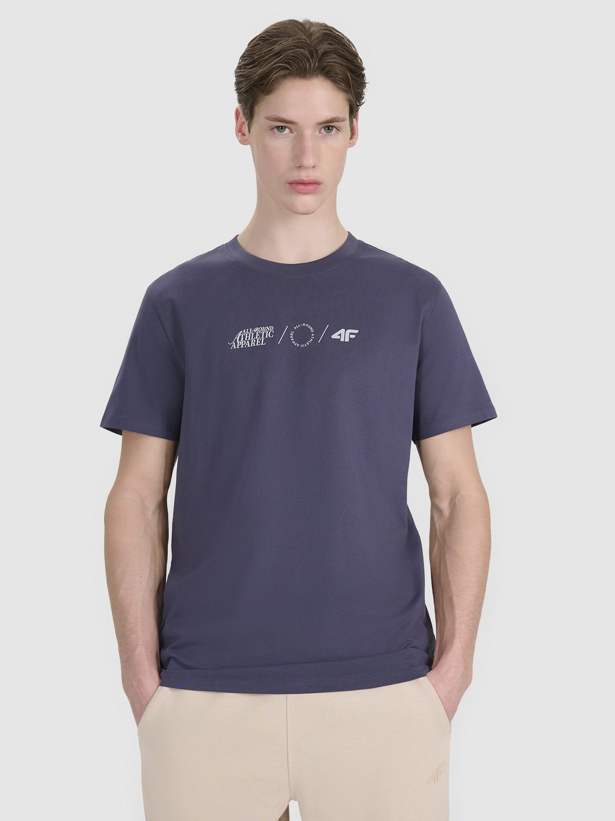 Vyriški T-shirt regular marškinėliai su spauda - pilki