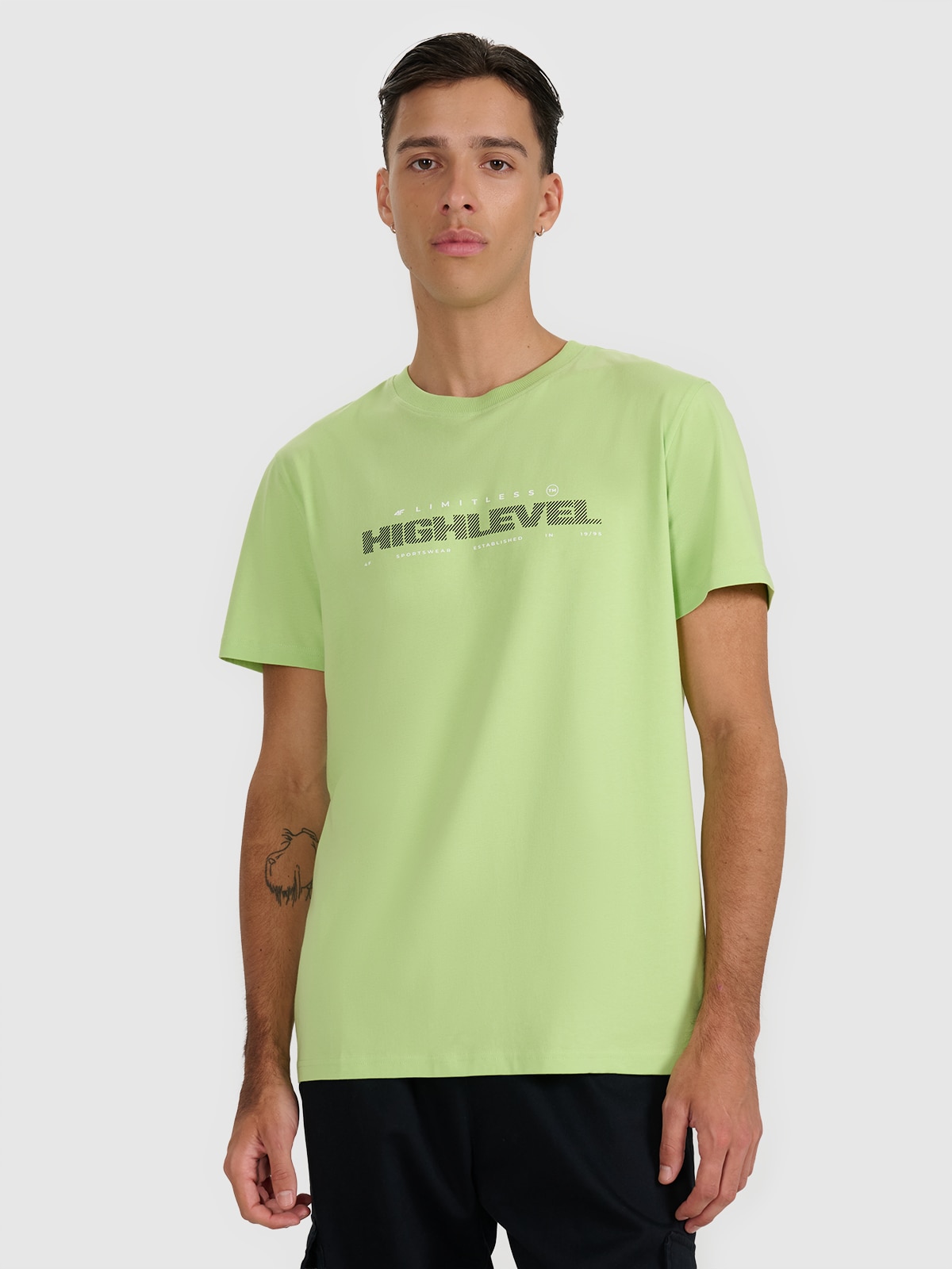 Vyriški T-shirt regular marškinėliai su spauda - žali