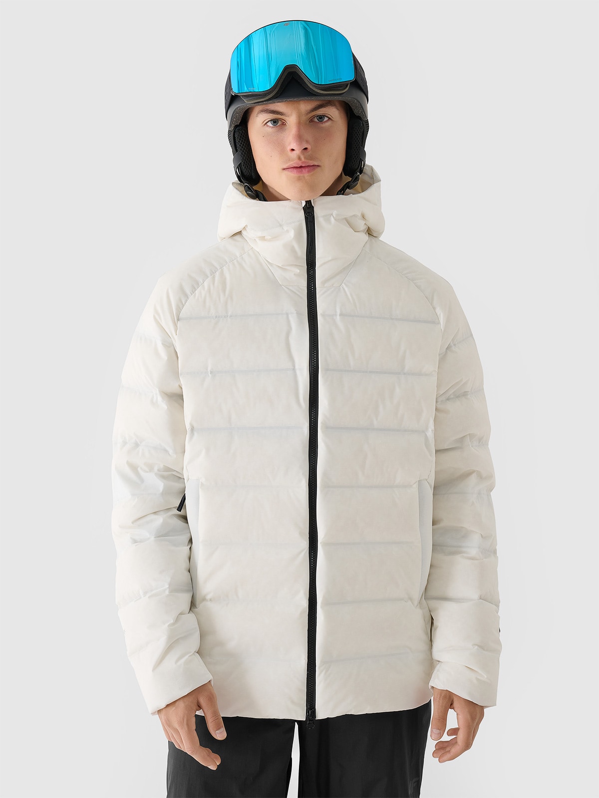 Vyriška žieminė striukė 4FPRO su natūraliu pūkų kamšalu ir Pertex 20000/20000 membrana - balta