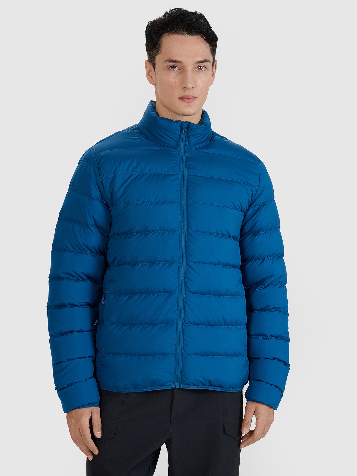 Vyriška striukė su natūralių pūkų kamšalu - turkio spalvos