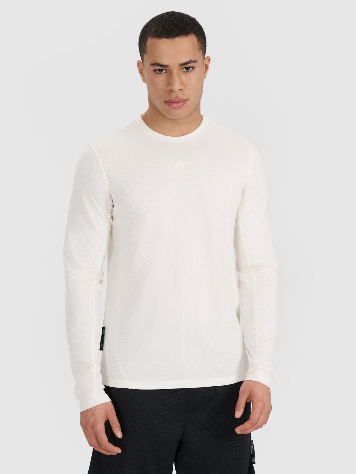 Vyriški Longsleeve regular krepšinio greitai džiūstantys marškinėliai - balti