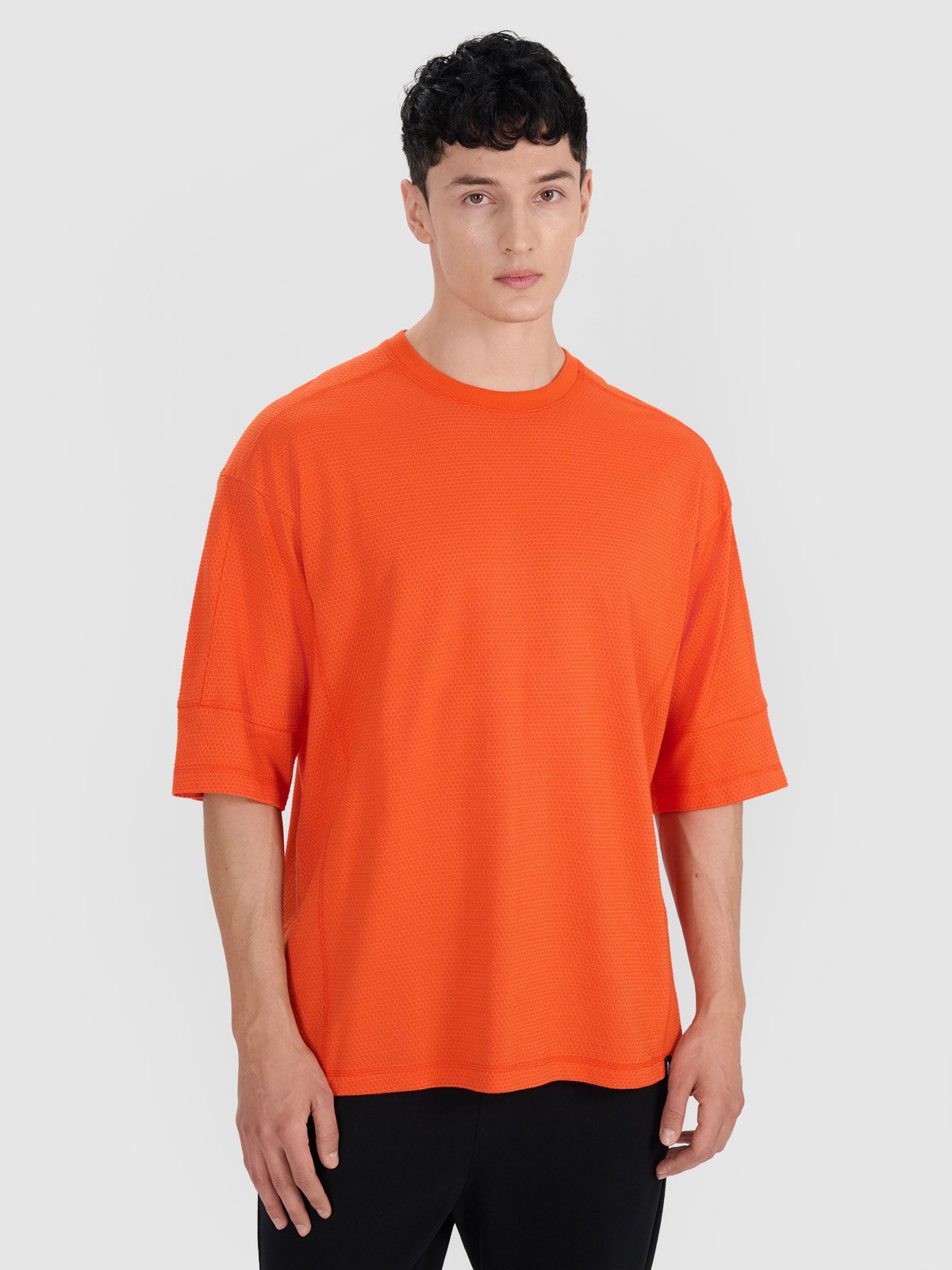 Vyriški T-shirt oversize lygus marškinėliai - oranžiniai
