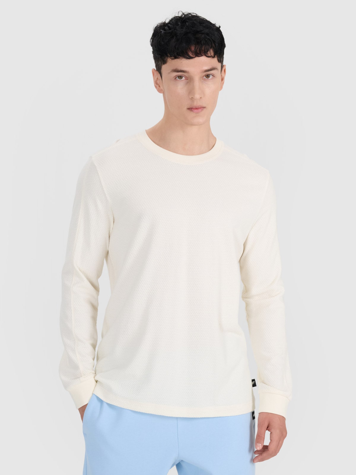 Vyriški Longsleeve oversize lygus marškinėliai - balti